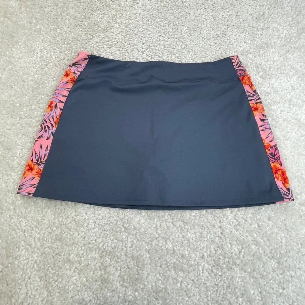 Tommy Bahama Golf Tennis Pickleball Skort Blue Pink Floral Panel